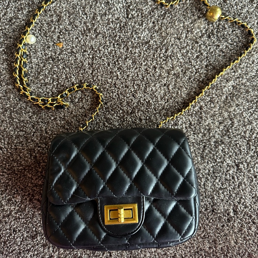 Black Quilted Chain Bag